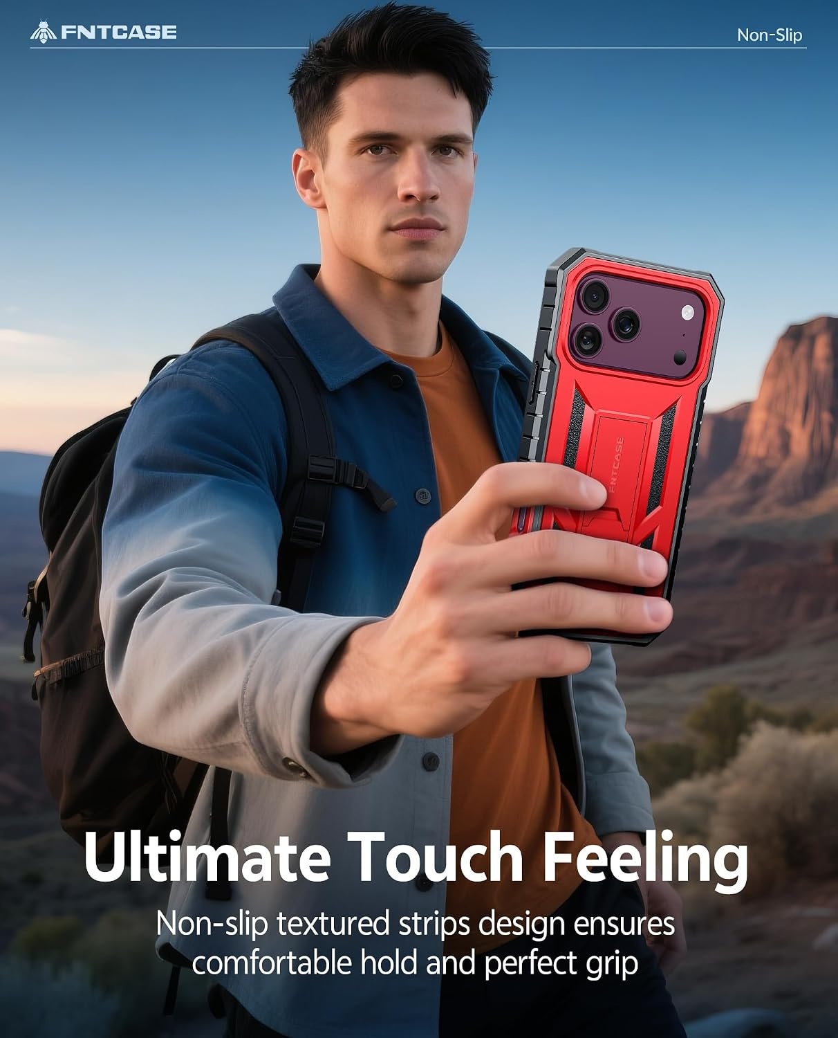 image:imageFNTCASE for iPhone 16 Pro Max Case with Builtin Screen Protector OrangeRed