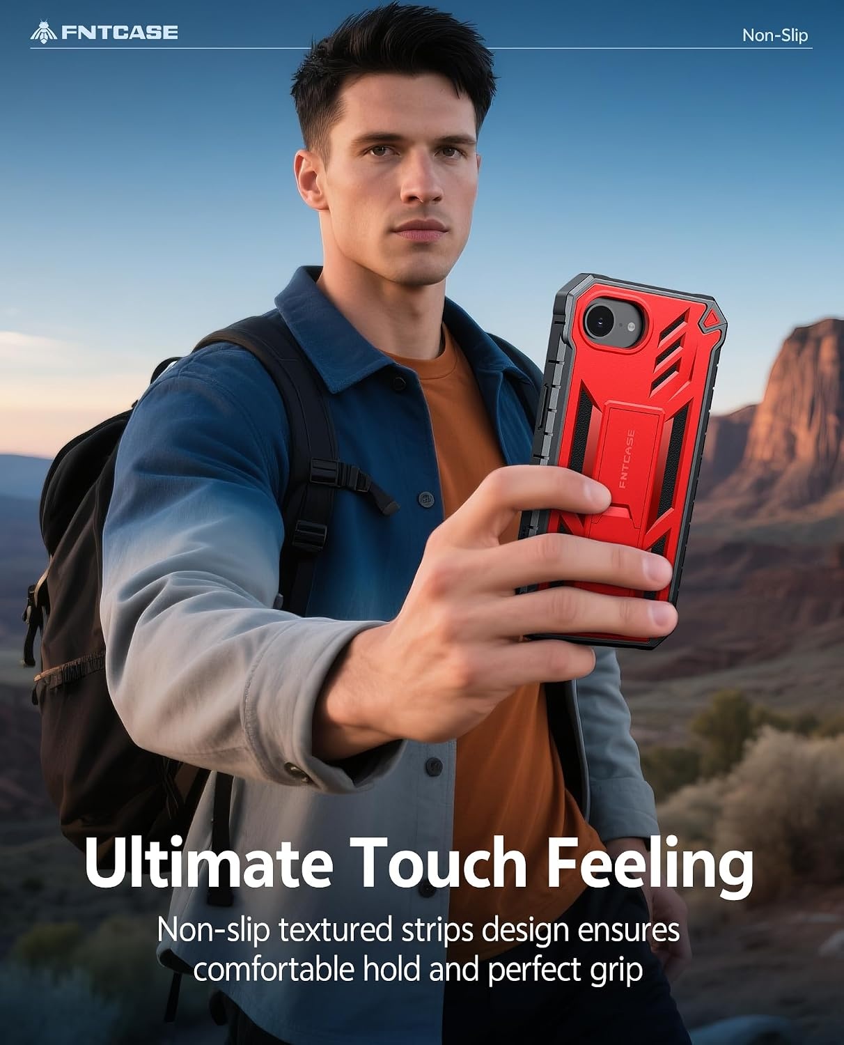 image:imageFNTCASE for iPhone 16 Pro Max Case with Builtin Screen Protector OrangeRed