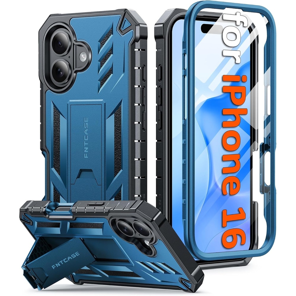 image:imageFNTCASE for iPhone 16 Pro Max Case with Builtin Screen Protector OrangeBlue Matte