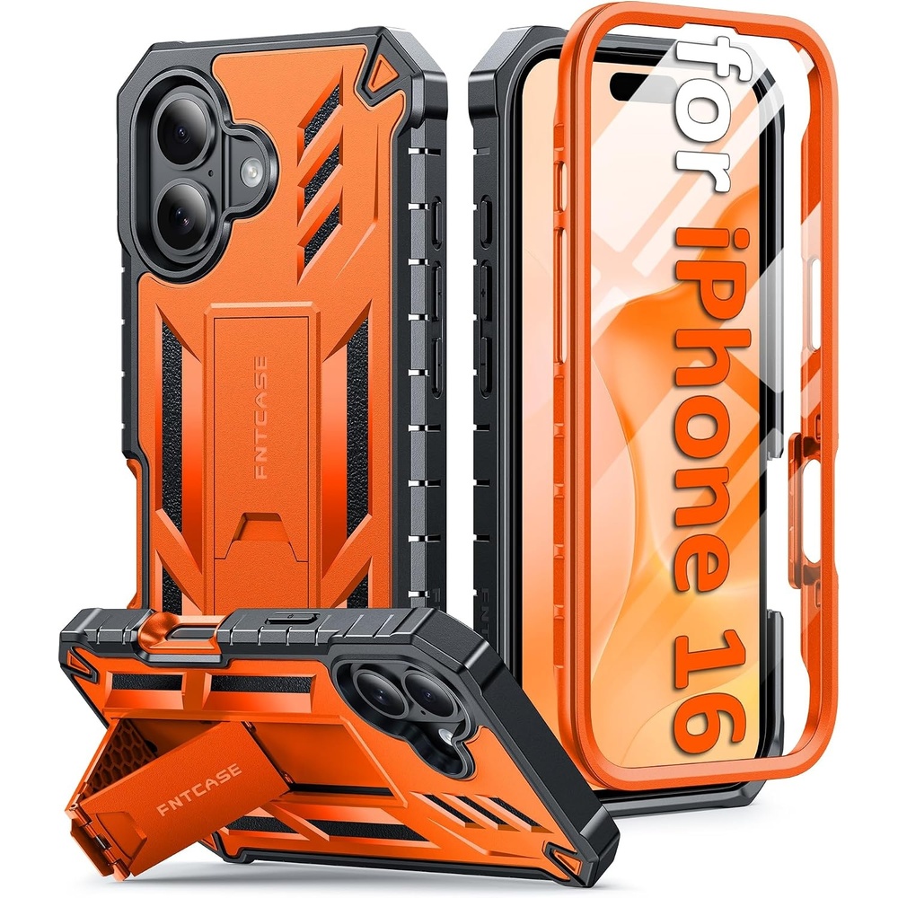 image:imageFNTCASE for iPhone 16 Pro Max Case with Builtin Screen Protector OrangeOrange Matte
