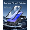 FNTCASE for iPhone 16 Pro Max Case, with Built-in Screen Protector, Orange(Black Matte)