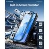 FNTCASE for iPhone 16 Pro Max Case, with Built-in Screen Protector, Orange(Blue Matte)