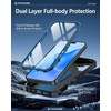FNTCASE for iPhone 16 Pro Max Case, with Built-in Screen Protector, Orange(Blue Matte)