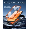 FNTCASE for iPhone 16 Pro Max Case, with Built-in Screen Protector, Orange(Orange Matte)