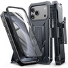 FNTCASE for iPhone 16 Pro Max Case, with Built-in Screen Protector, Orange(Black)