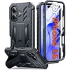 FNTCASE for iPhone 16 Pro Max Case, with Built-in Screen Protector, Orange(Black Matte)