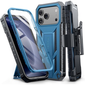 FNTCASE for iPhone 16 Pro Max Case, with Built-in Screen Protector, Orange(Blue)