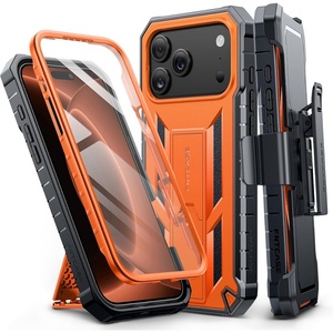 FNTCASE for iPhone 16 Pro Max Case, with Built-in Screen Protector, Orange(Orange)