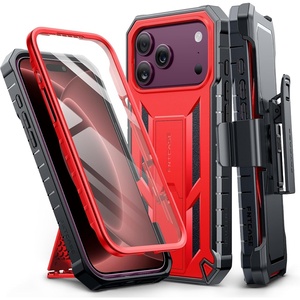 FNTCASE for iPhone 16 Pro Max Case, with Built-in Screen Protector, Orange(Red)