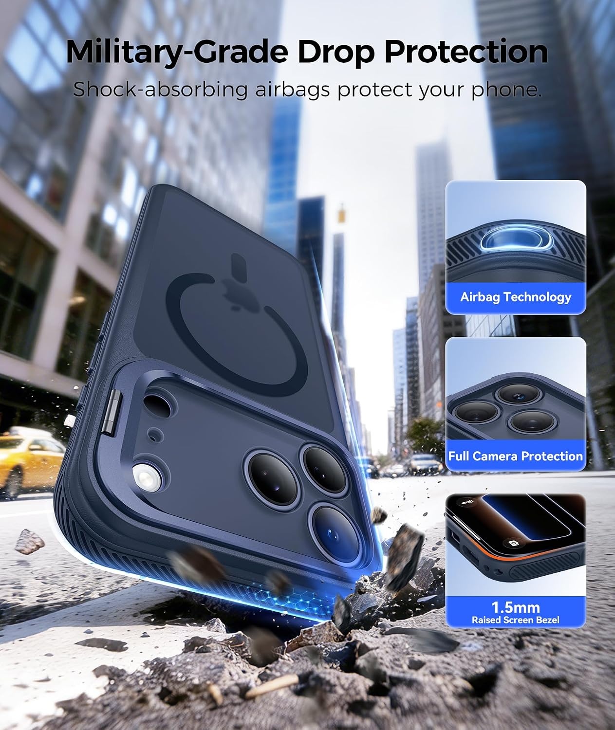 image:imageFNTCASE for Phone Pro Case 18 SeriesPhone 17 Pro Case with StandDeep Blue