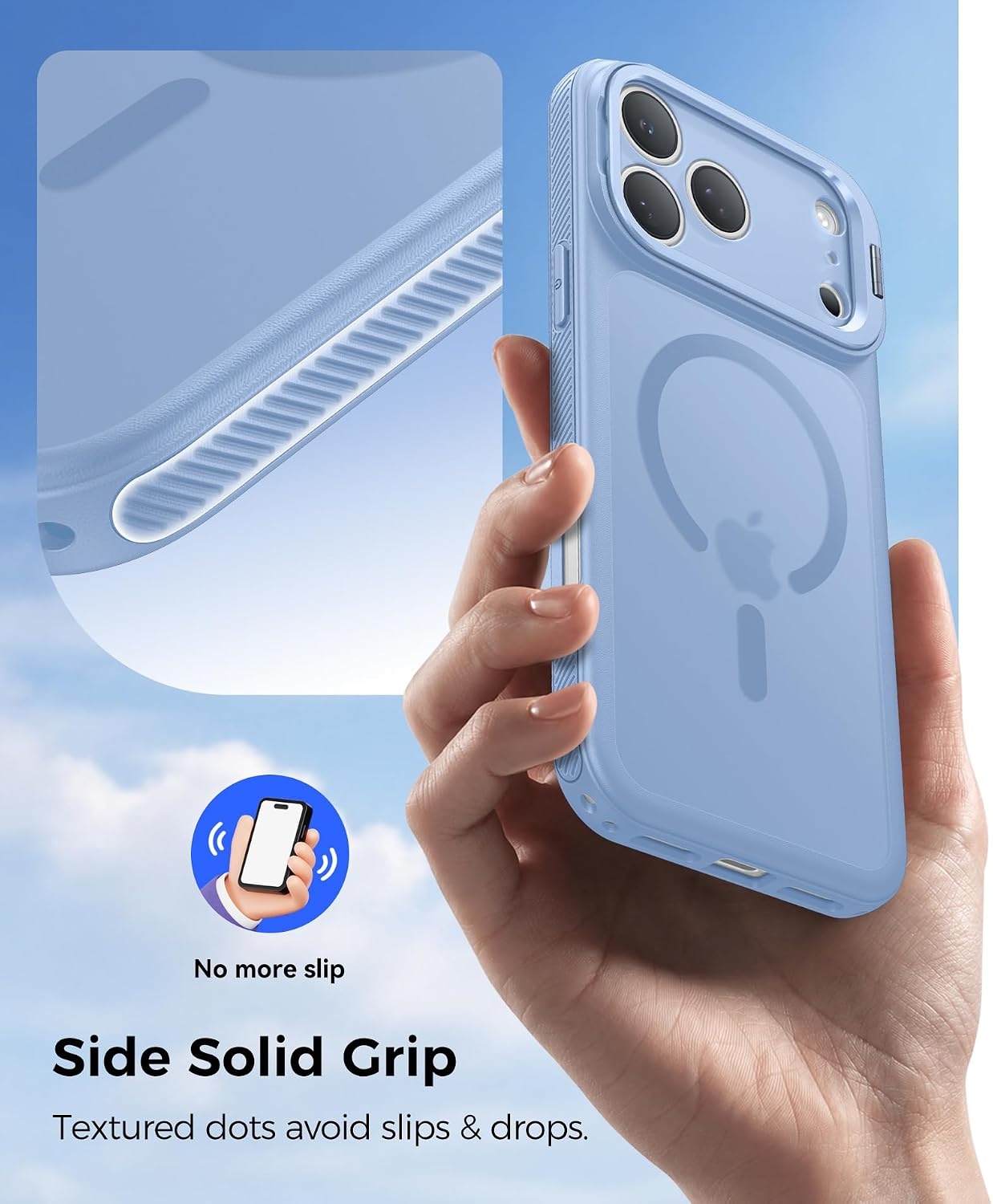 image:imageFNTCASE for Phone Pro Case 18 SeriesPhone 17 Pro Case with StandLight Blue