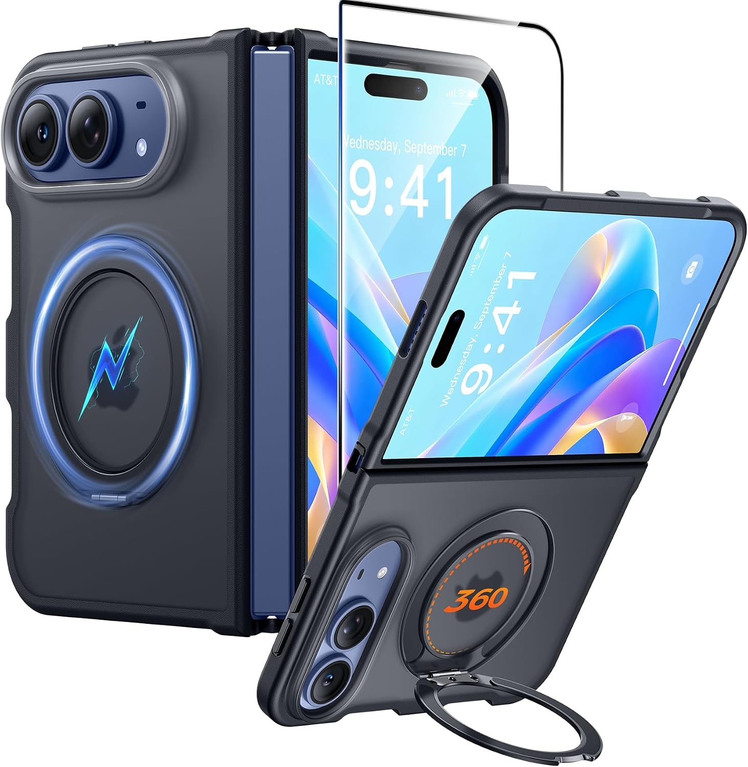 image:imageFNTCASE for Phone UltraPhone Fold Case with 360 Spin Magnetic Stand BlackBlack