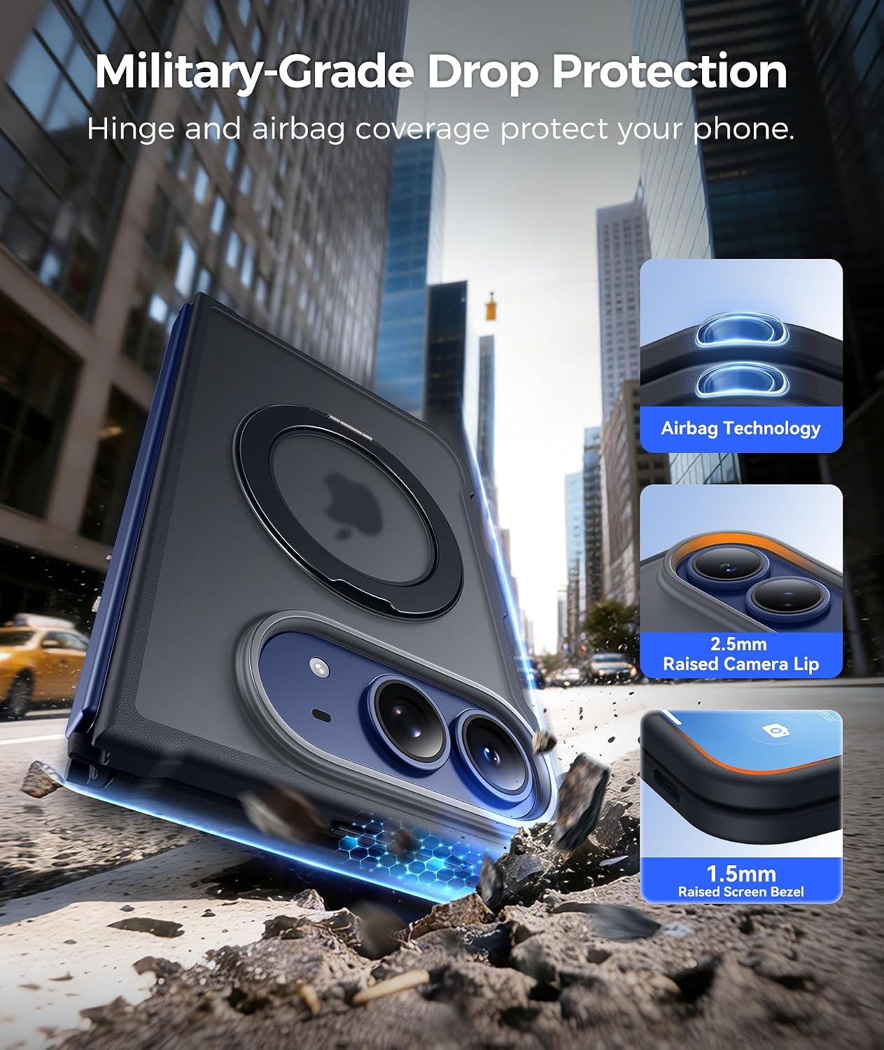image:imageFNTCASE for Phone UltraPhone Fold Case with 360 Spin Magnetic Stand BlackBlack