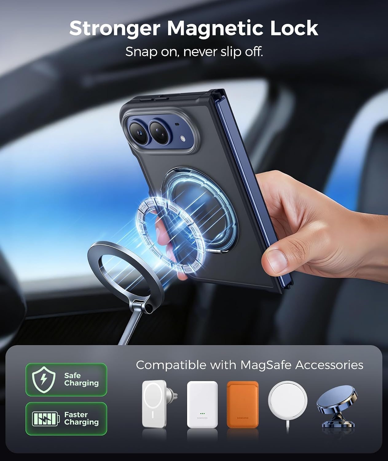 image:imageFNTCASE for Phone UltraPhone Fold Case with 360 Spin Magnetic Stand BlackBlack