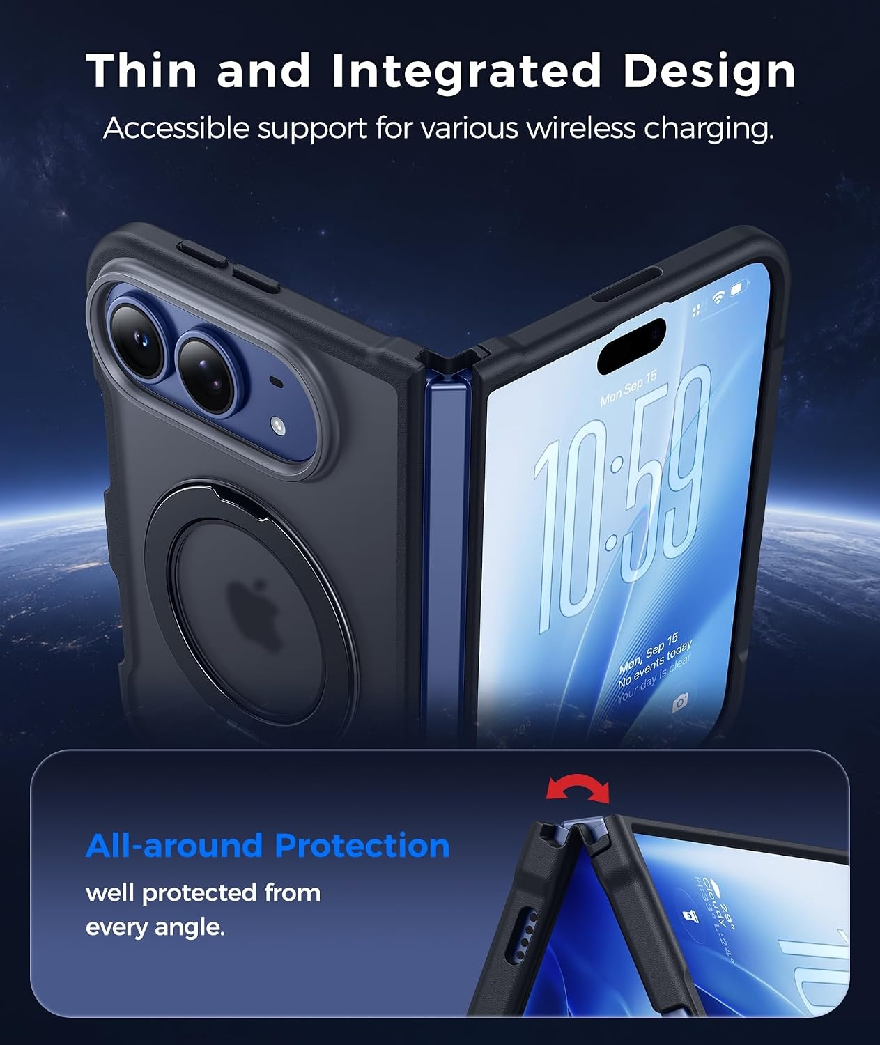 image:imageFNTCASE for Phone UltraPhone Fold Case with 360 Spin Magnetic Stand BlackBlack
