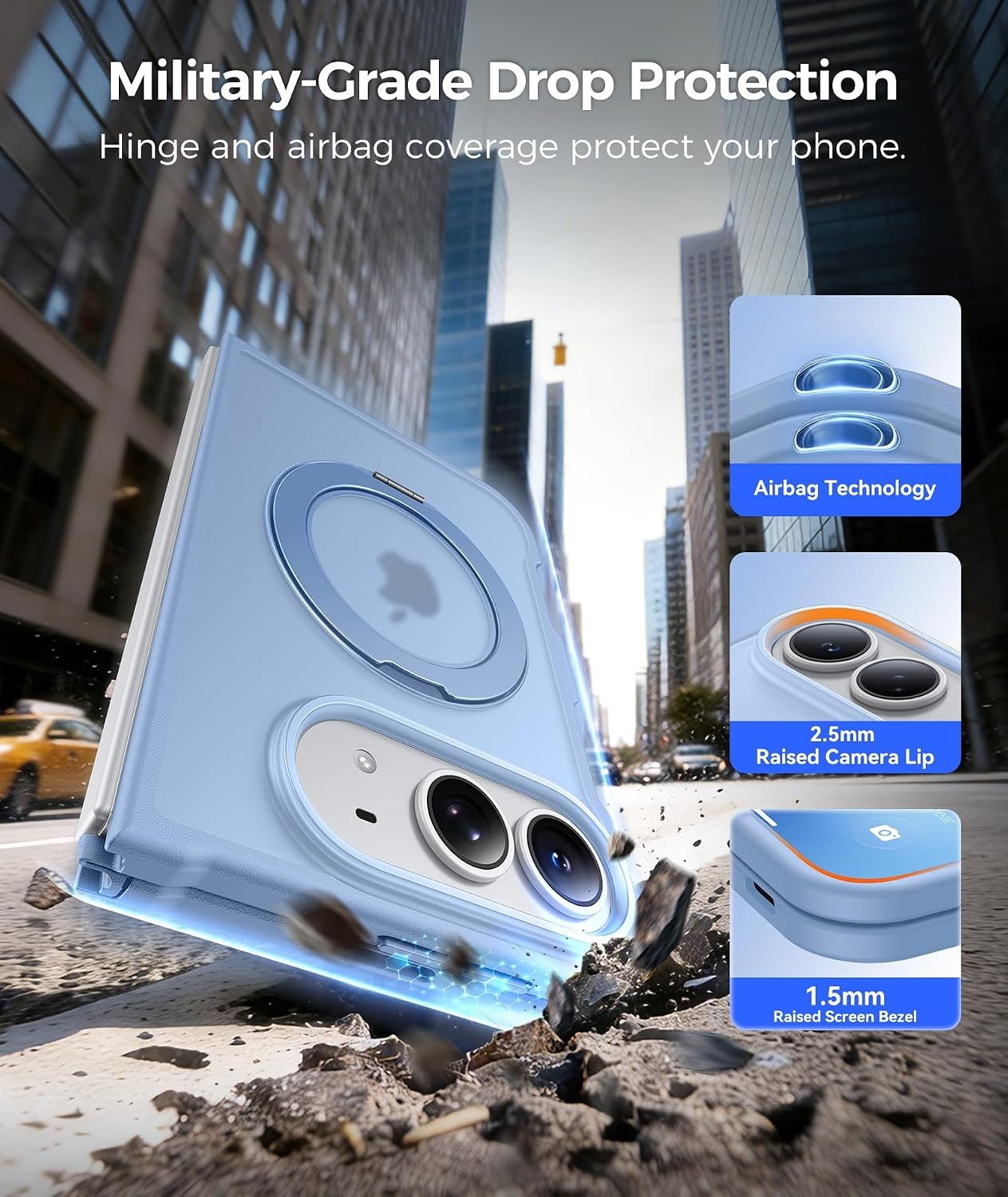 image:imageFNTCASE for Phone UltraPhone Fold Case with 360 Spin Magnetic Stand BlackLight Blue