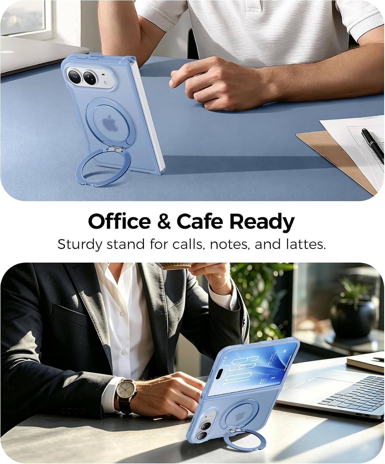 image:imageFNTCASE for Phone UltraPhone Fold Case with 360 Spin Magnetic Stand BlackLight Blue