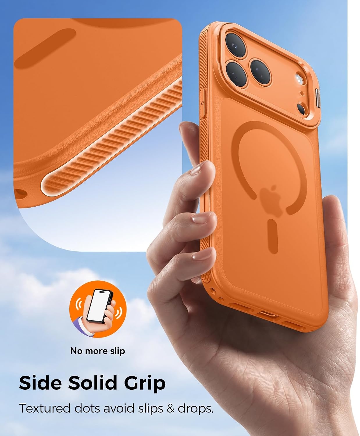 image:imageFNTCASE for Phone UltraPhone Fold Case with 360 Spin Magnetic Stand BlackOrange
