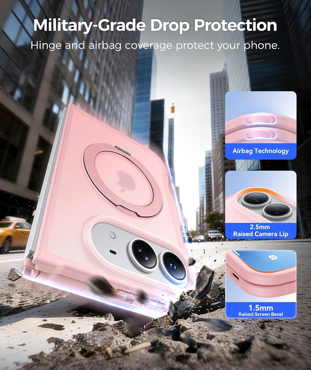 image:imageFNTCASE for Phone UltraPhone Fold Case with 360 Spin Magnetic Stand BlackPink