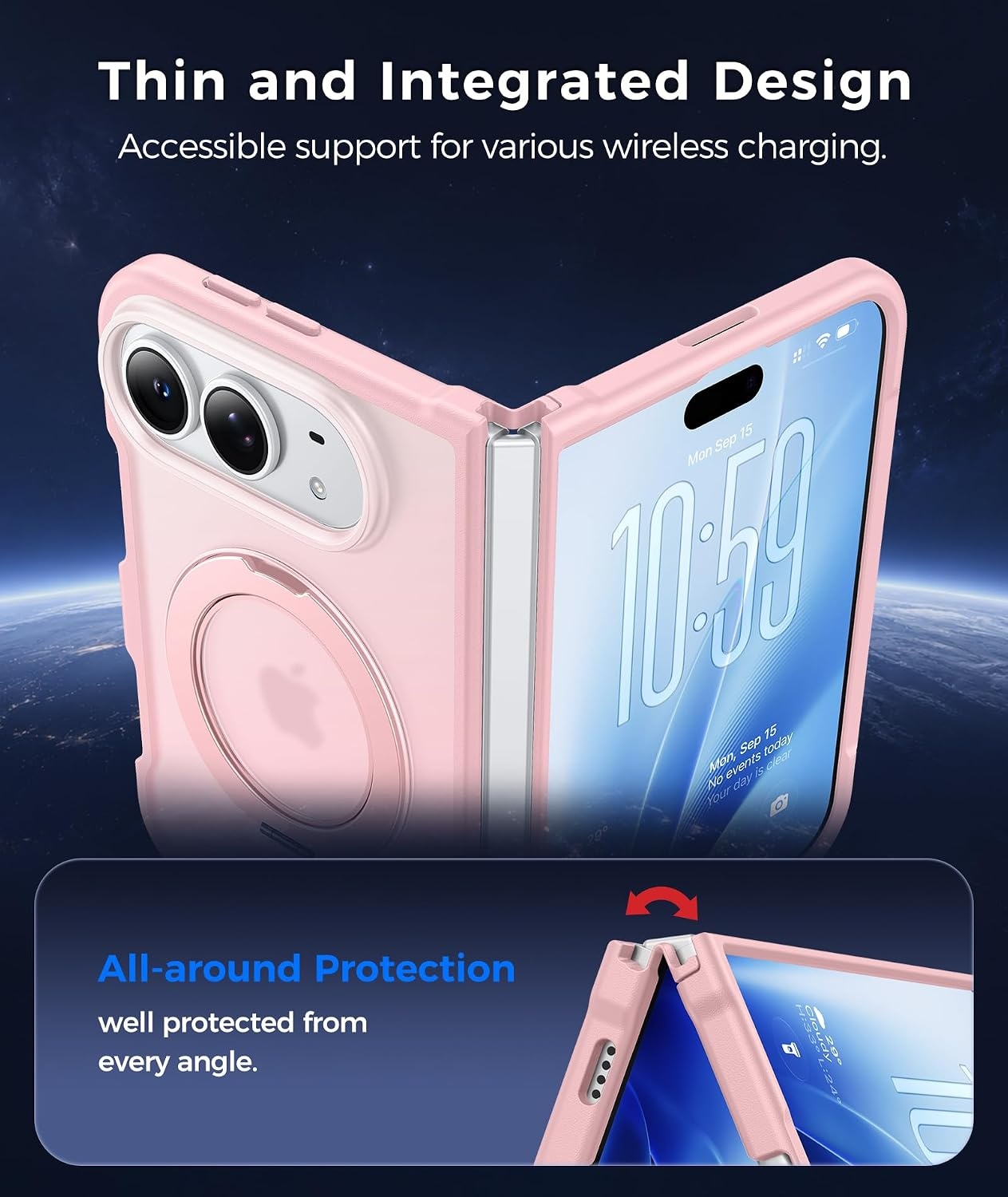 image:imageFNTCASE for Phone UltraPhone Fold Case with 360 Spin Magnetic Stand BlackPink