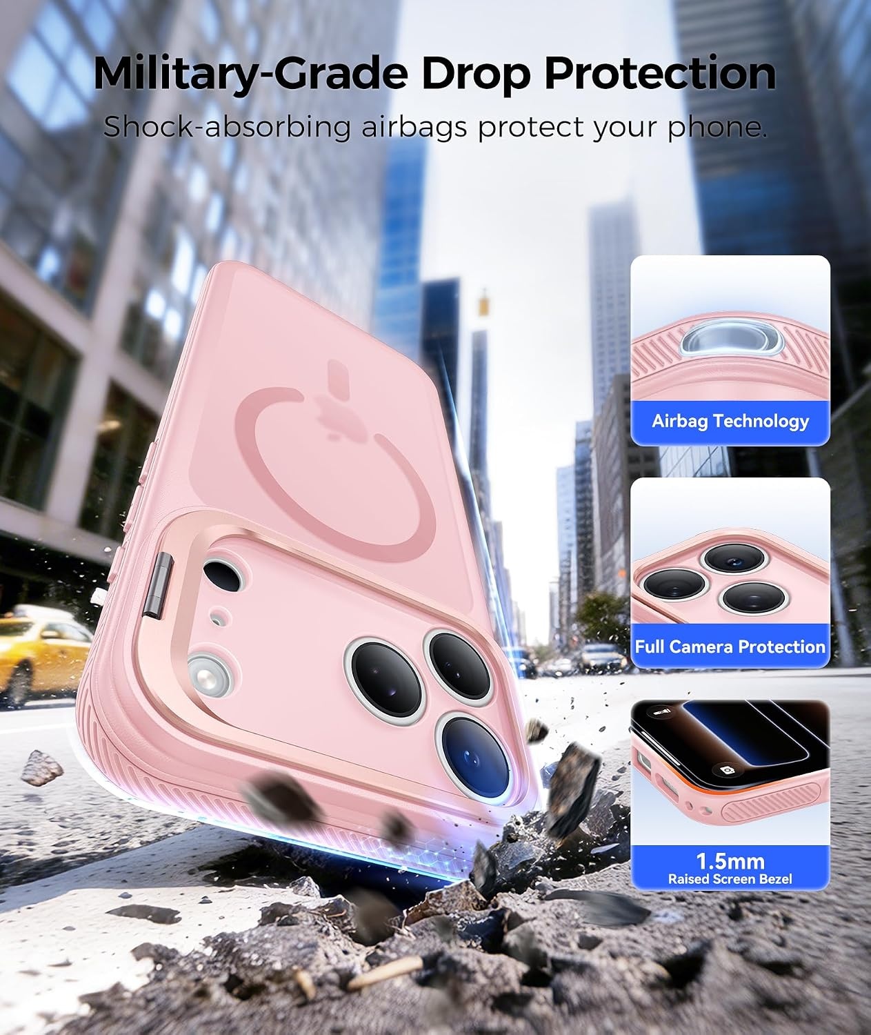 image:imageFNTCASE for Phone UltraPhone Fold Case with 360 Spin Magnetic Stand BlackPink