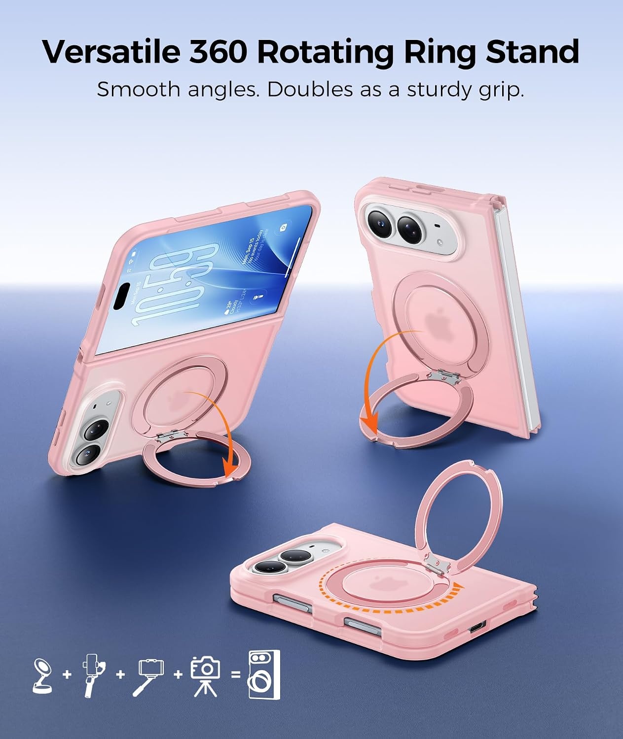 image:imageFNTCASE for Phone UltraPhone Fold Case with 360 Spin Magnetic Stand BlackPink