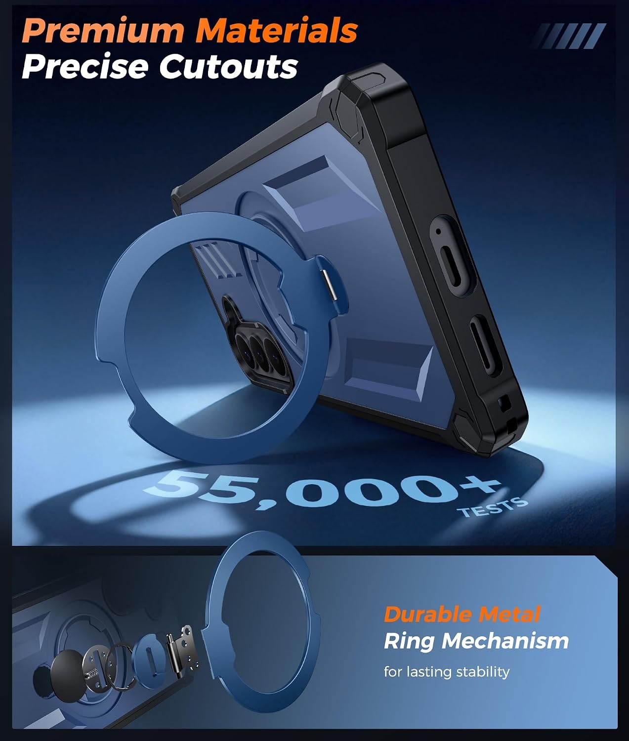 image:imageFNTCASE for Samsung Galaxy S26FE Case with 360 Spin Magnetic KickstandBlue