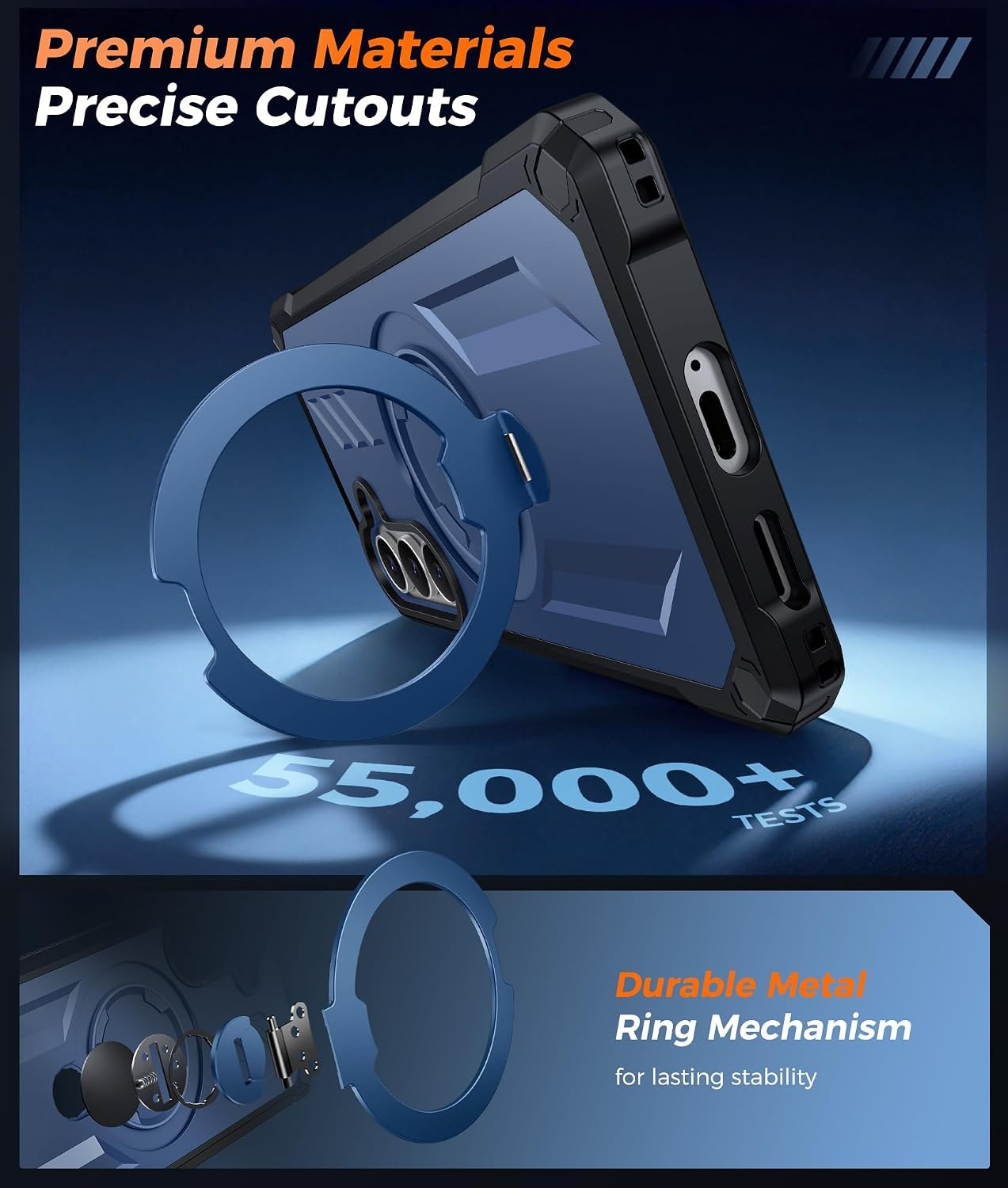 image:imageFNTCASE for Samsung Galaxy S26FE Case with 360 Spin Magnetic KickstandBlue