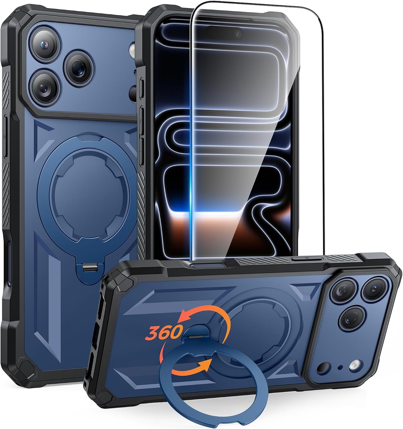 image:imageFNTCASE for Samsung Galaxy S26FE Case with 360 Spin Magnetic KickstandBlue