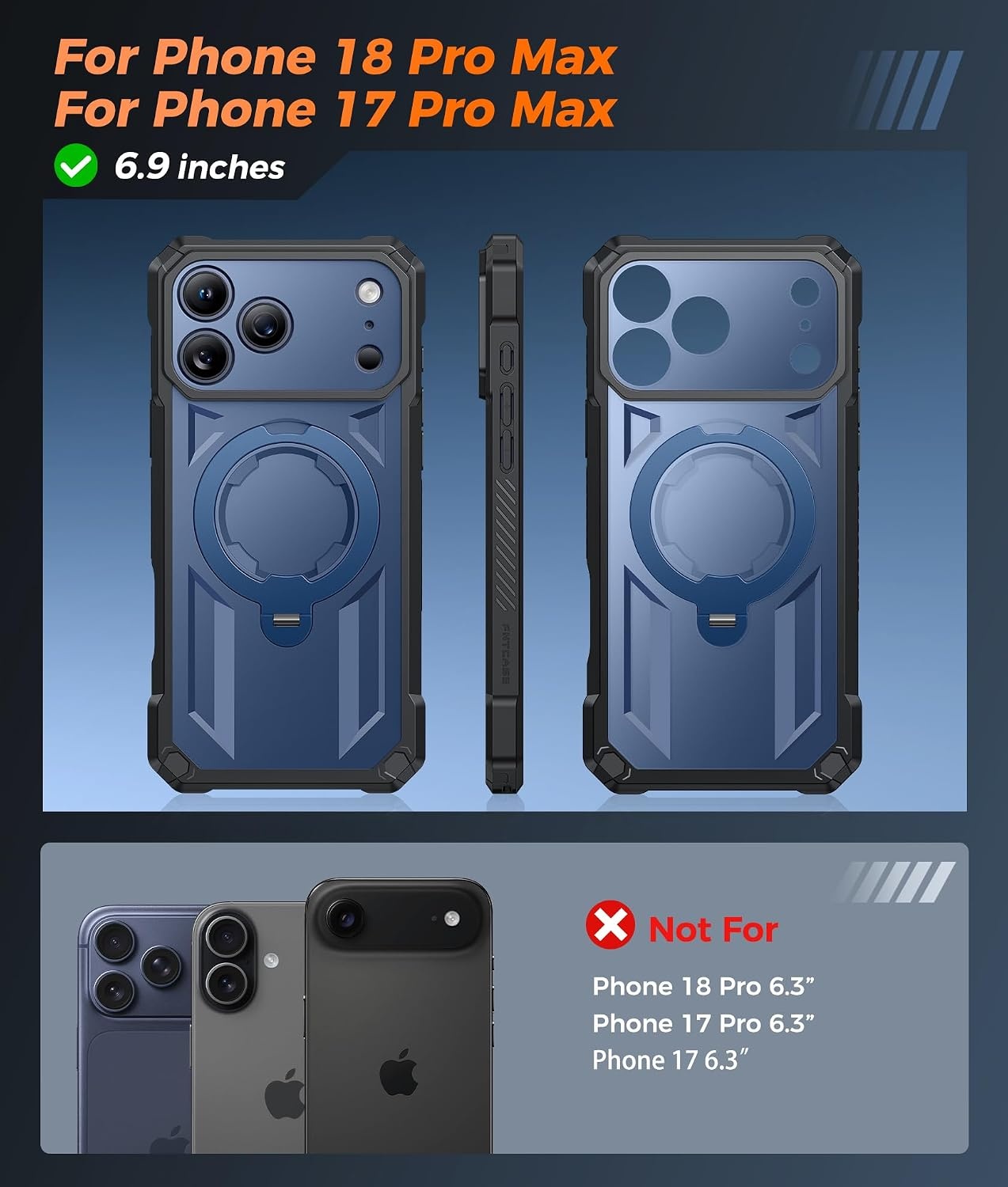 image:imageFNTCASE for Samsung Galaxy S26FE Case with 360 Spin Magnetic KickstandBlue