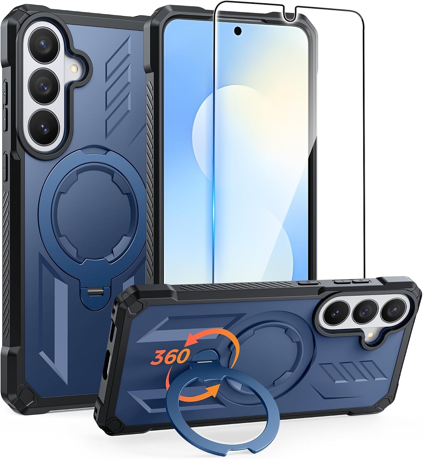 image:imageFNTCASE for Samsung Galaxy S26FE Case with 360 Spin Magnetic KickstandBlue