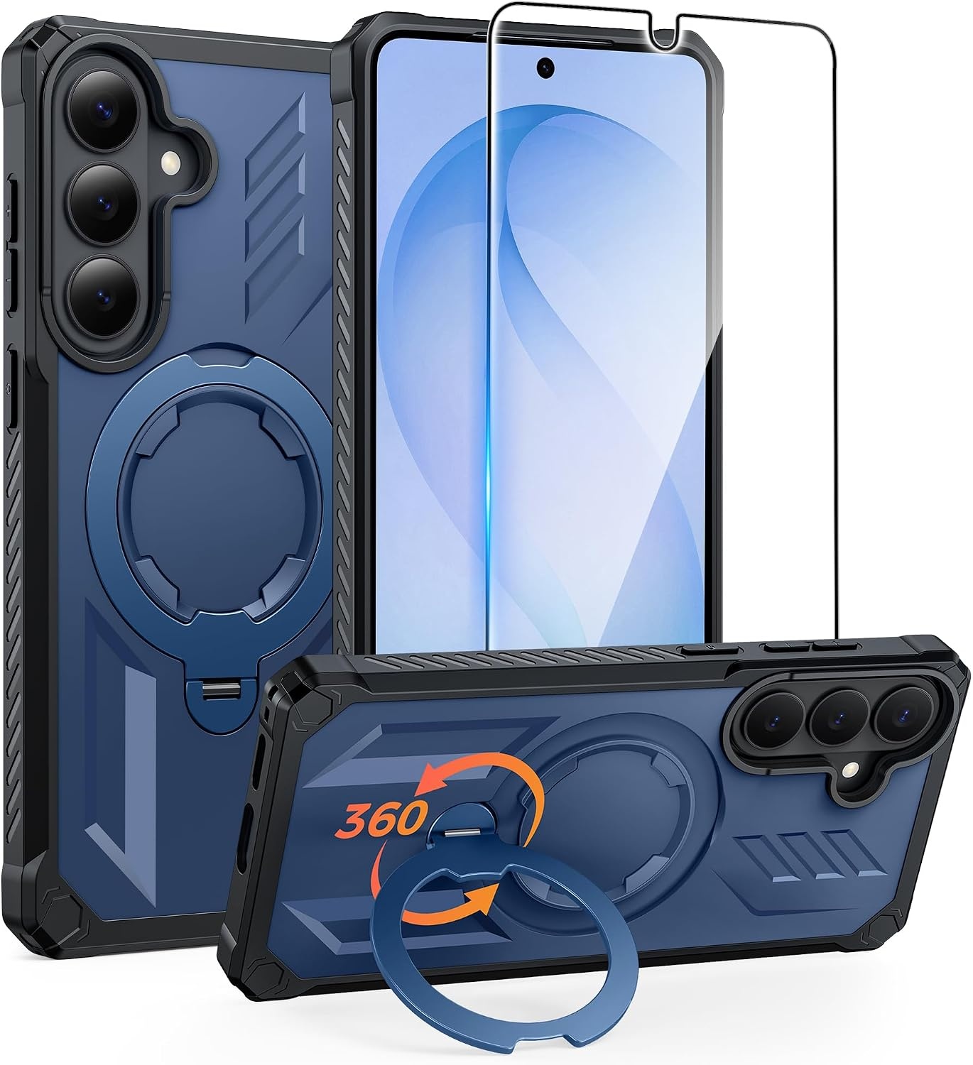 image:imageFNTCASE for Samsung Galaxy S26FE Case with 360 Spin Magnetic KickstandBlue
