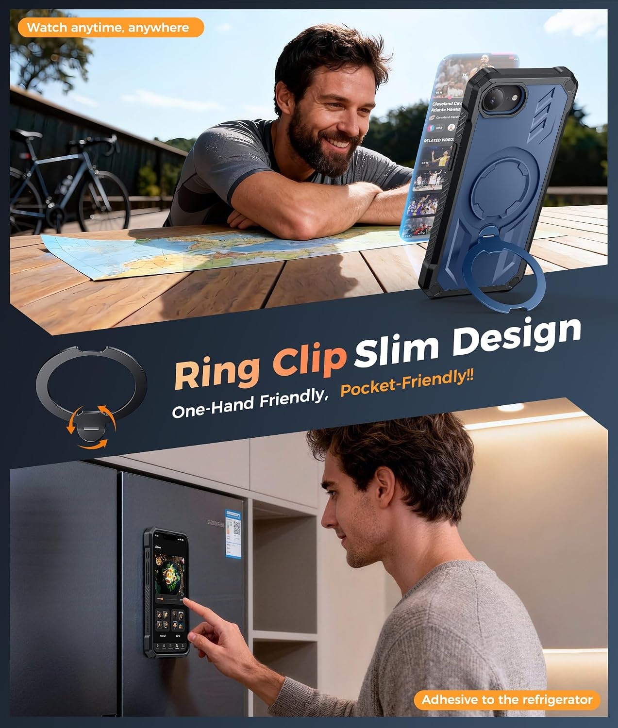 image:imageFNTCASE for Samsung Galaxy S26FE Case with 360 Spin Magnetic KickstandBlue