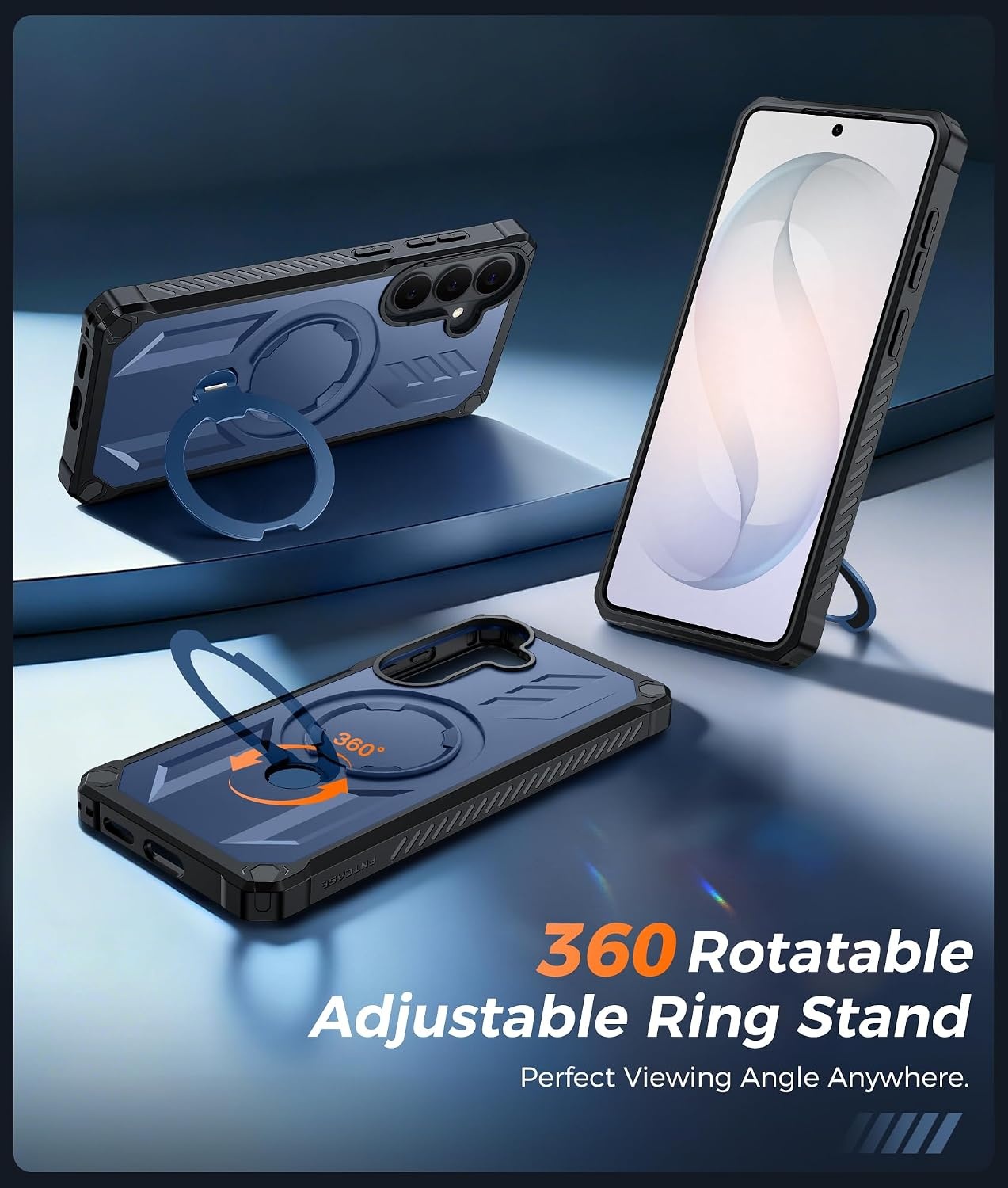 image:imageFNTCASE for Samsung Galaxy S26FE Case with 360 Spin Magnetic KickstandBlue