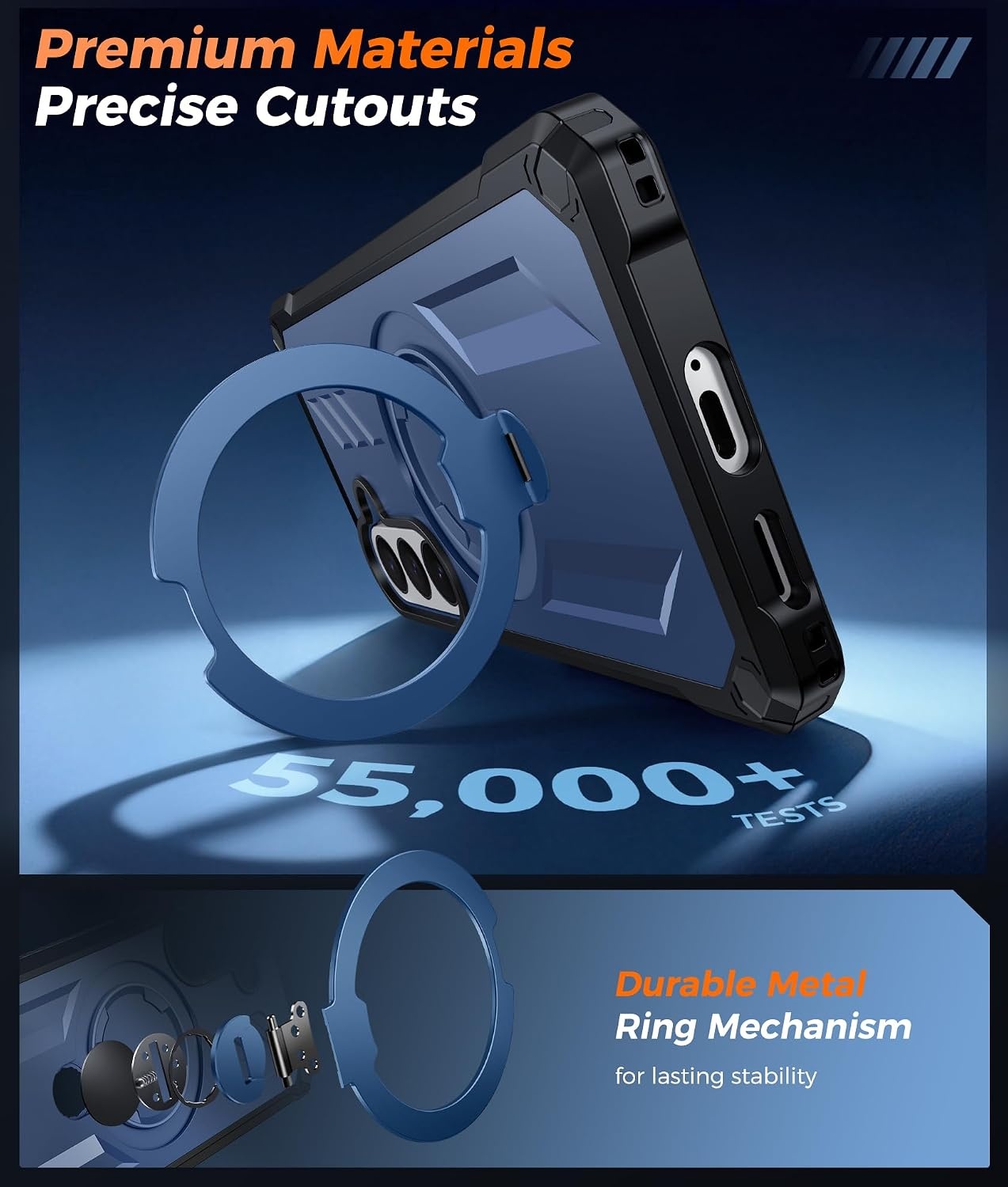 image:imageFNTCASE for Samsung Galaxy S26FE Case with 360 Spin Magnetic KickstandBlue