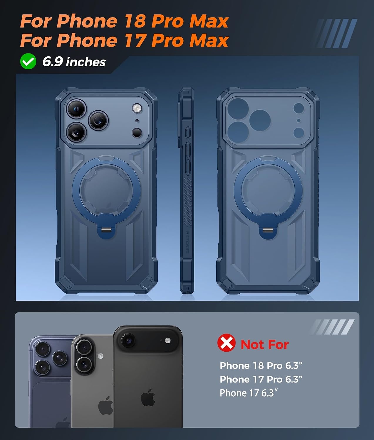 image:imageFNTCASE for Samsung Galaxy S26FE Case with 360 Spin Magnetic KickstandBlue Translucent