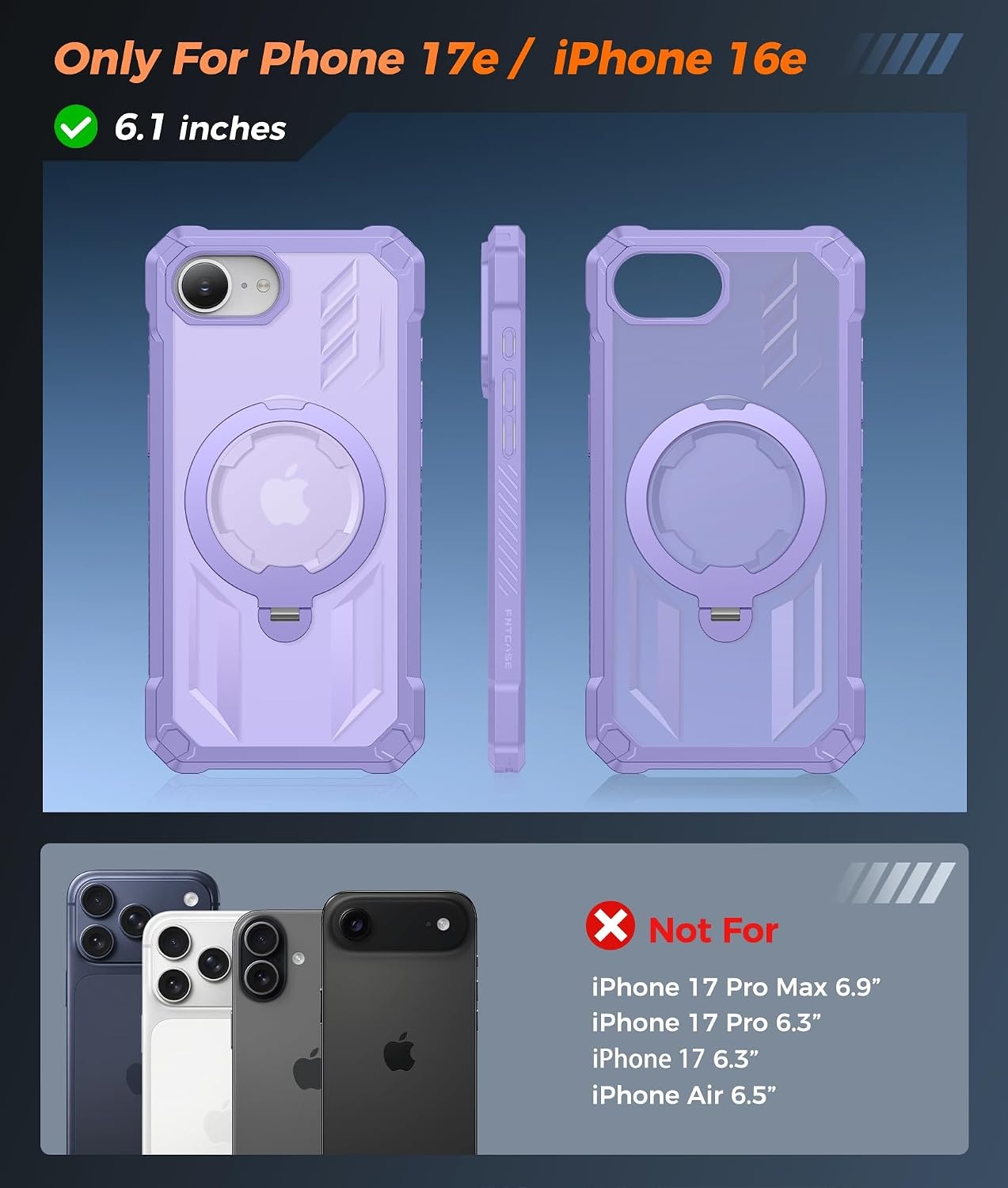 image:imageFNTCASE for Samsung Galaxy S26FE Case with 360 Spin Magnetic KickstandLight Purple