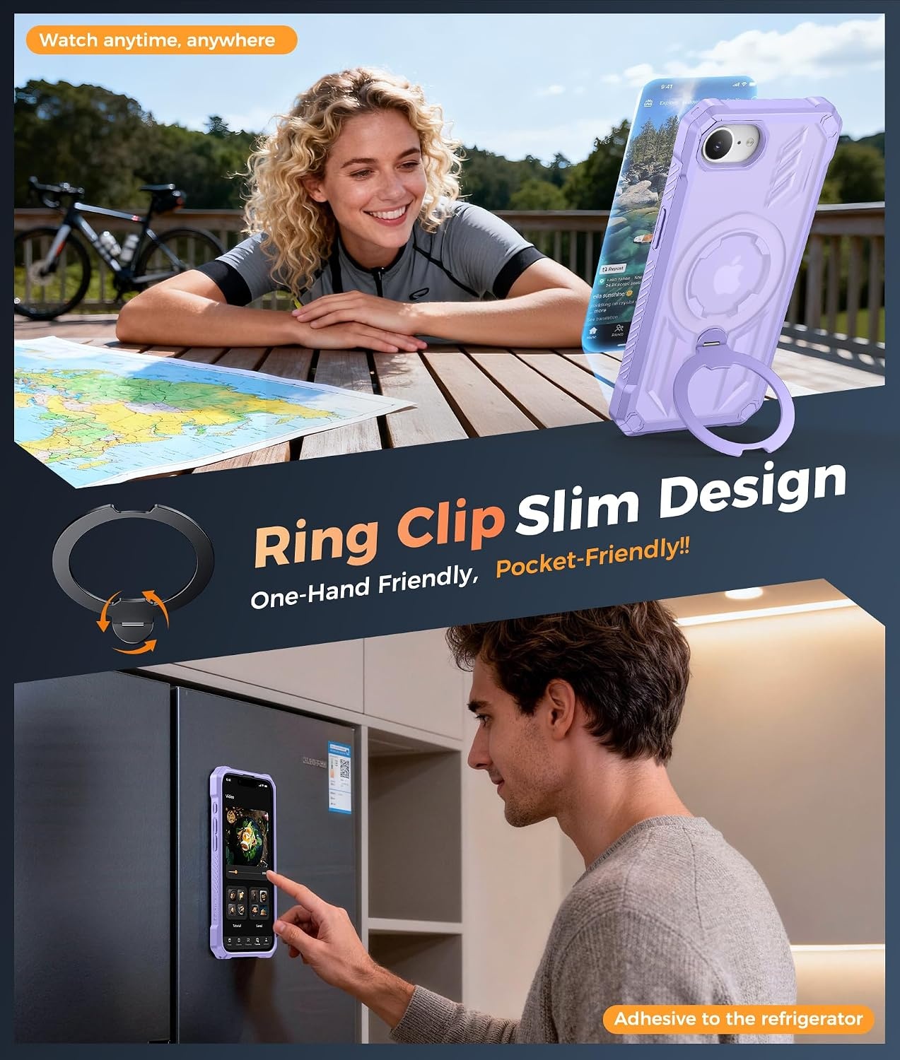 image:imageFNTCASE for Samsung Galaxy S26FE Case with 360 Spin Magnetic KickstandLight Purple