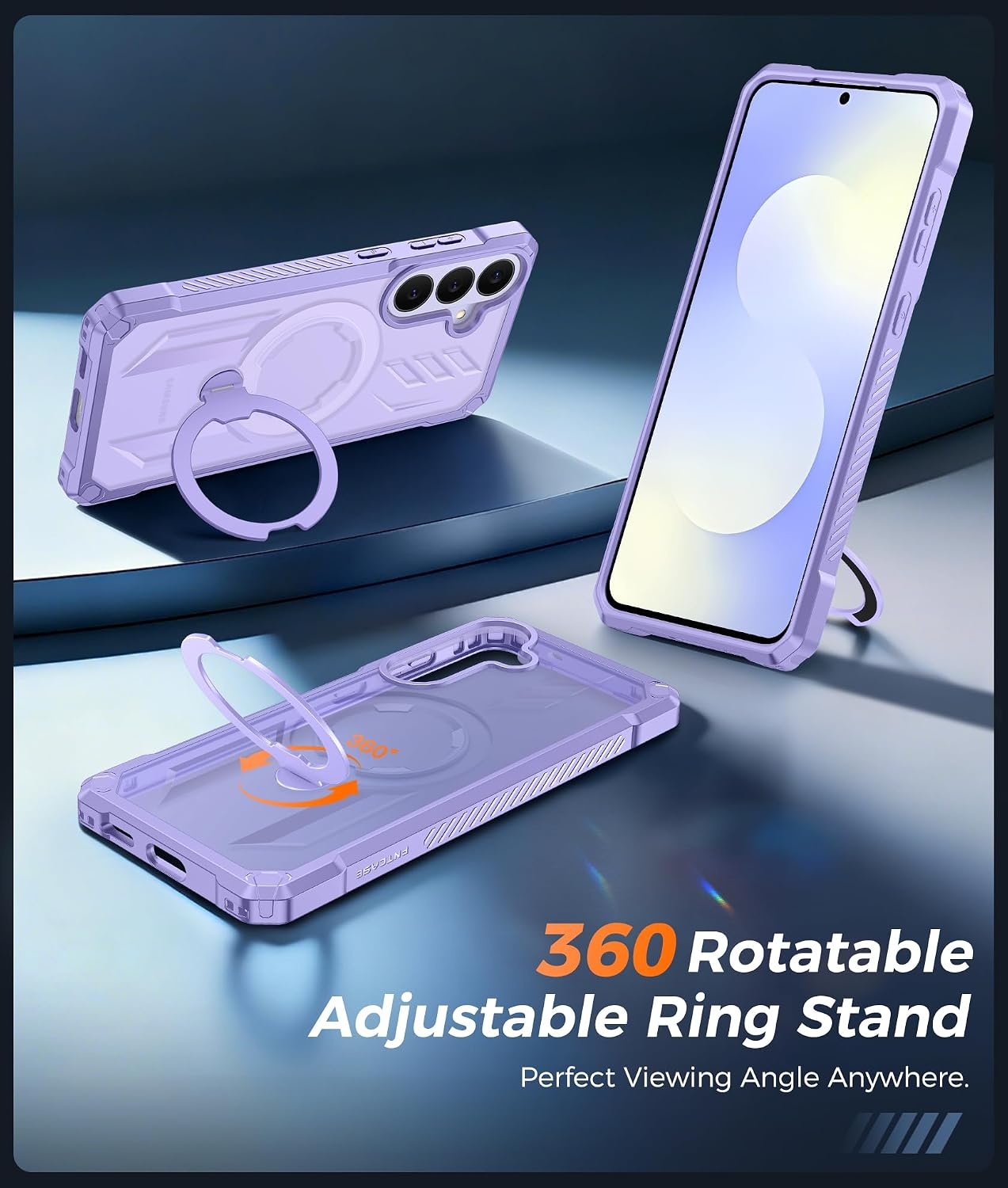 image:imageFNTCASE for Samsung Galaxy S26FE Case with 360 Spin Magnetic KickstandLight Purple