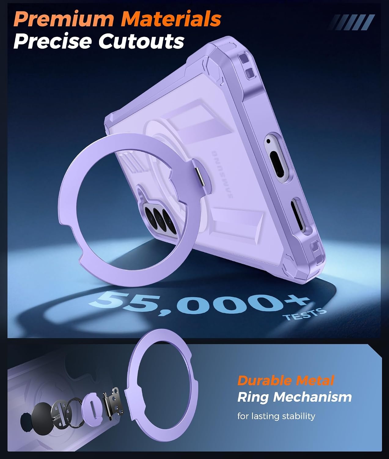 image:imageFNTCASE for Samsung Galaxy S26FE Case with 360 Spin Magnetic KickstandLight Purple