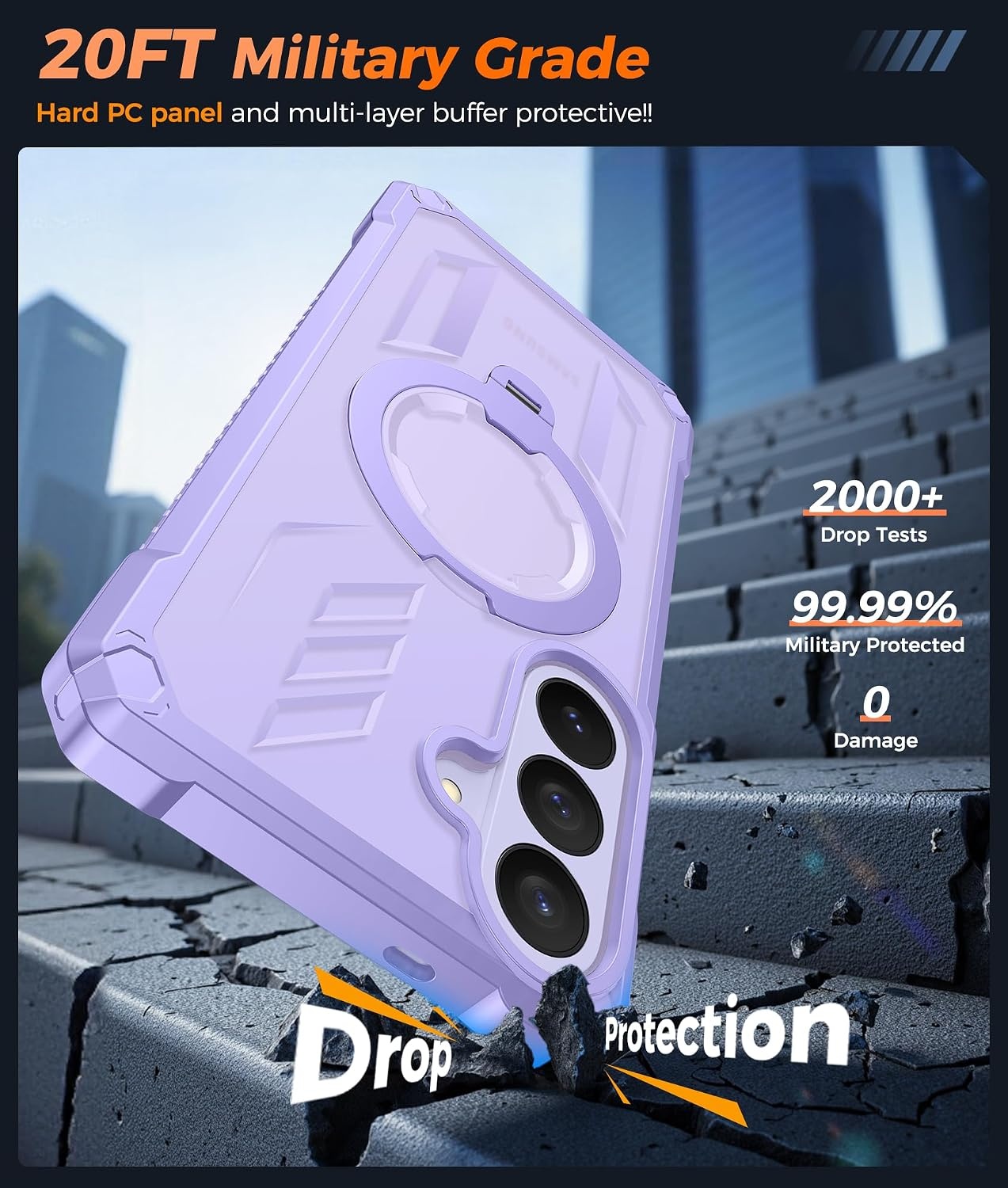 image:imageFNTCASE for Samsung Galaxy S26FE Case with 360 Spin Magnetic KickstandLight Purple