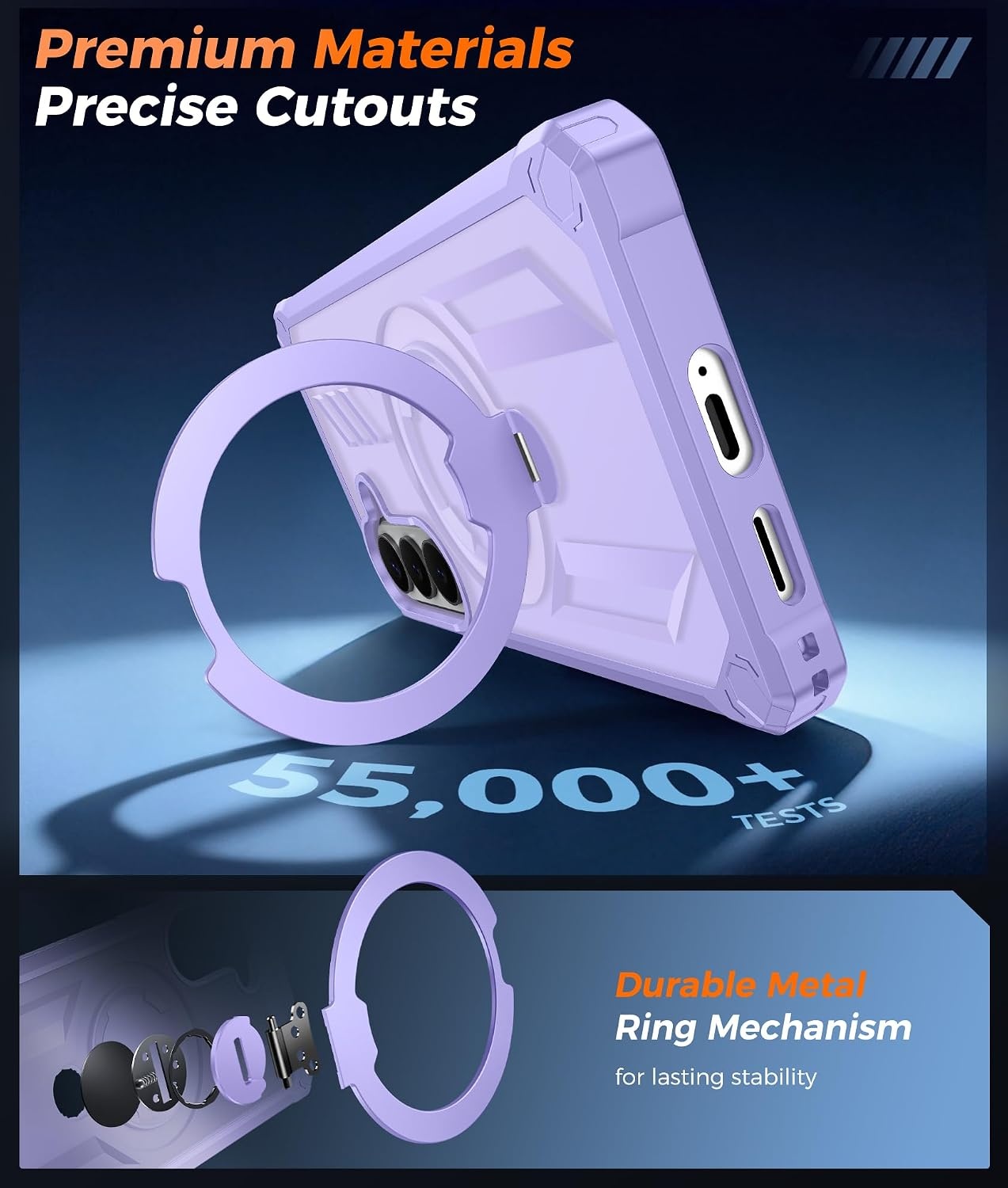 image:imageFNTCASE for Samsung Galaxy S26FE Case with 360 Spin Magnetic KickstandLight Purple