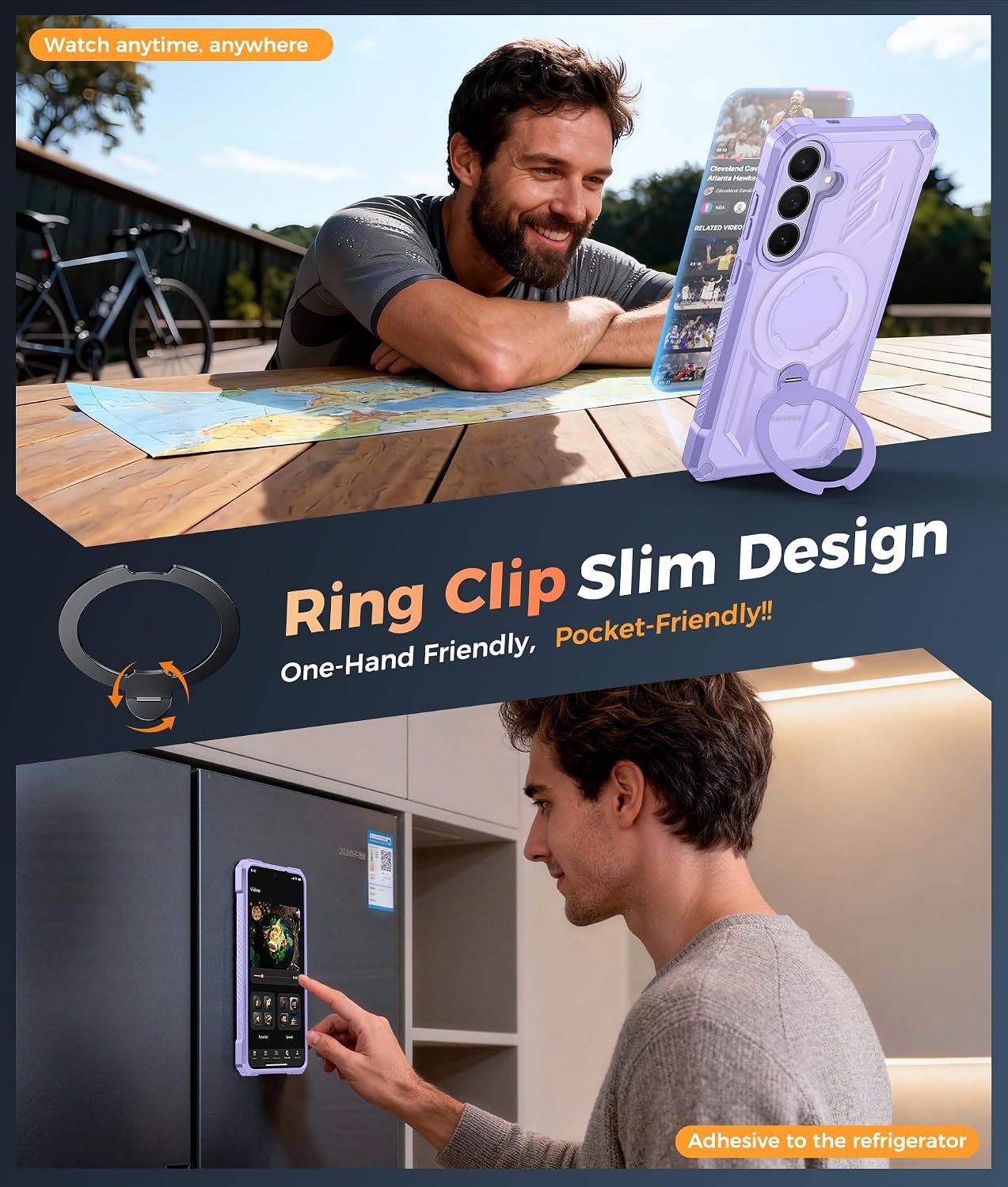 image:imageFNTCASE for Samsung Galaxy S26FE Case with 360 Spin Magnetic KickstandLight Purple