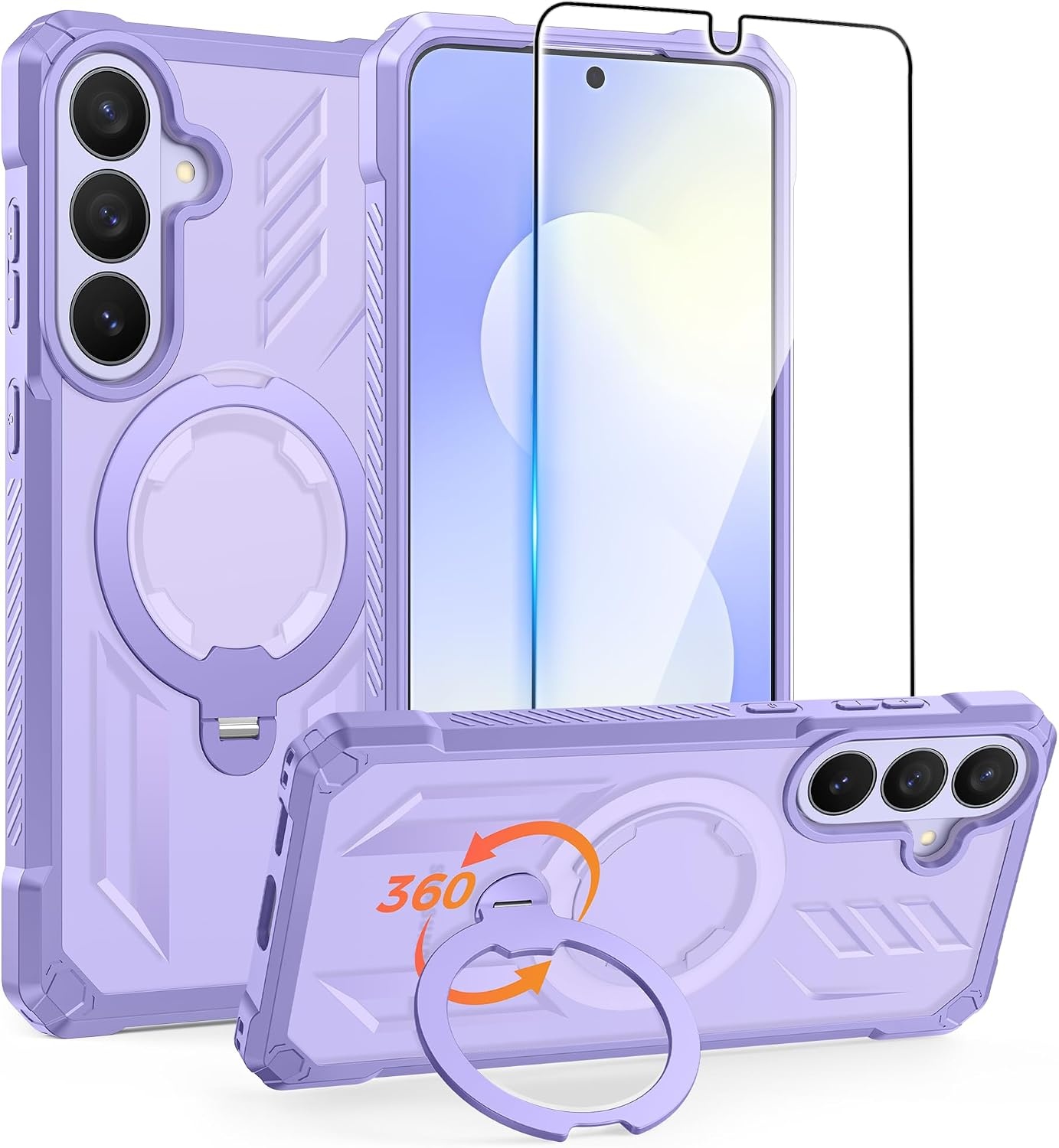 image:imageFNTCASE for Samsung Galaxy S26FE Case with 360 Spin Magnetic KickstandLight Purple
