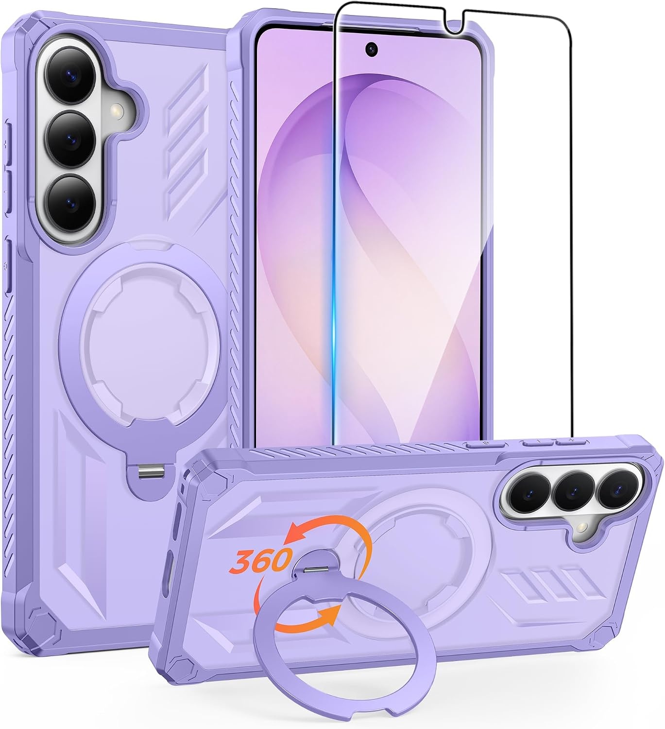 image:imageFNTCASE for Samsung Galaxy S26FE Case with 360 Spin Magnetic KickstandLight Purple
