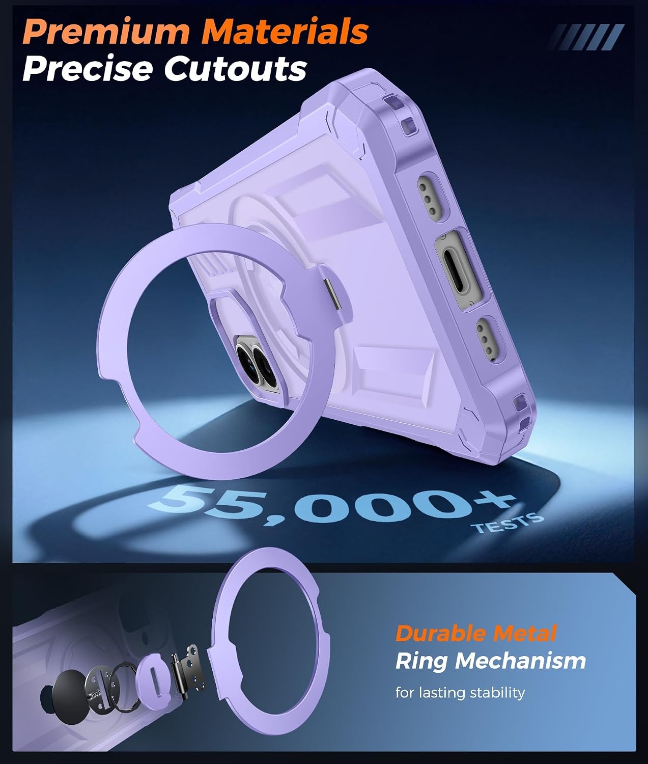 image:imageFNTCASE for Samsung Galaxy S26FE Case with 360 Spin Magnetic KickstandLight Purple