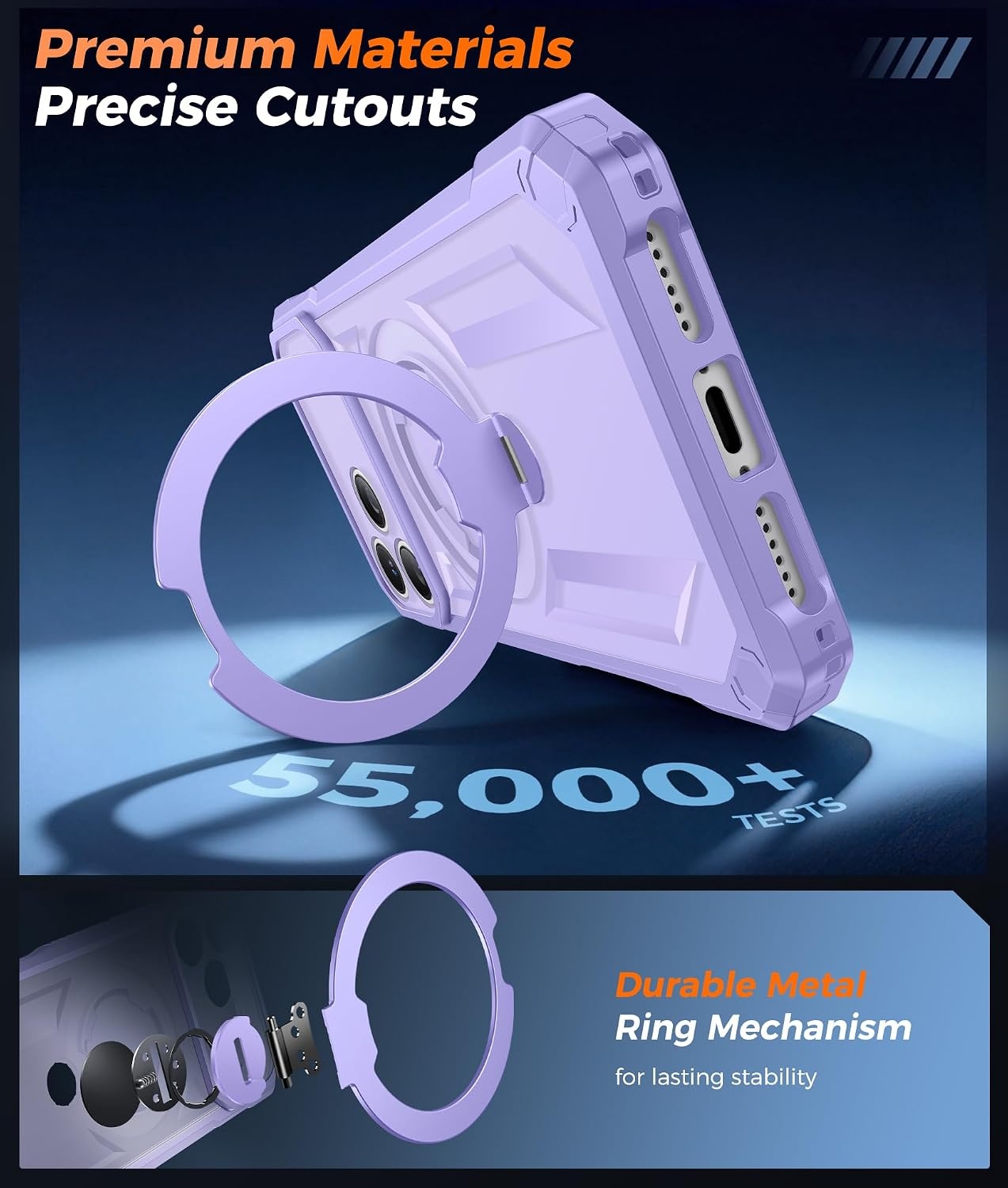 image:imageFNTCASE for Samsung Galaxy S26FE Case with 360 Spin Magnetic KickstandLightPurple