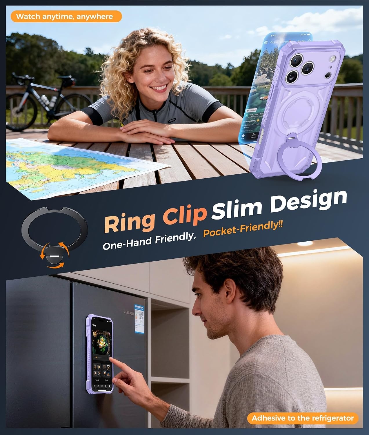 image:imageFNTCASE for Samsung Galaxy S26FE Case with 360 Spin Magnetic KickstandLightPurple