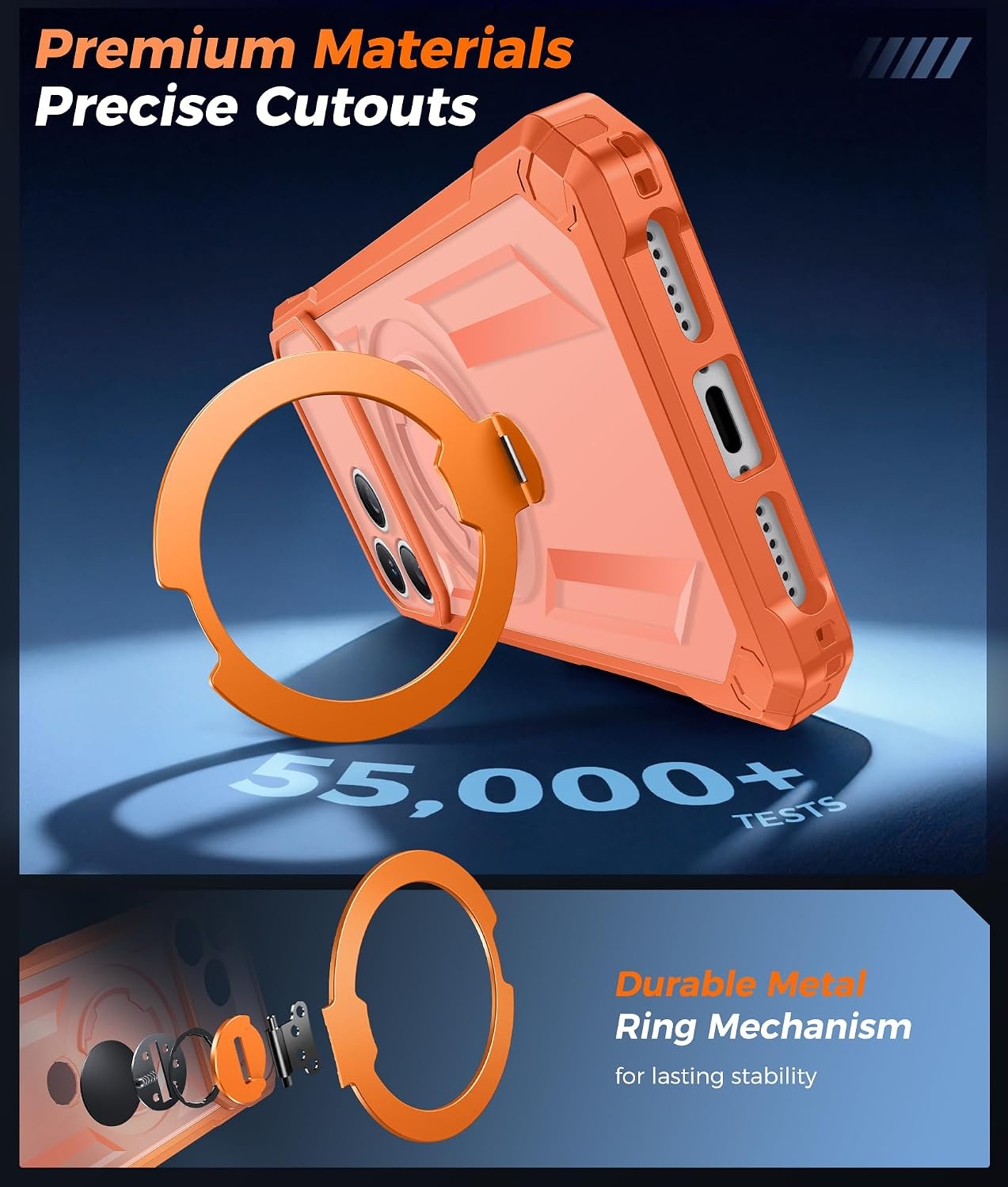 image:imageFNTCASE for Samsung Galaxy S26FE Case with 360 Spin Magnetic KickstandOrange Translucent