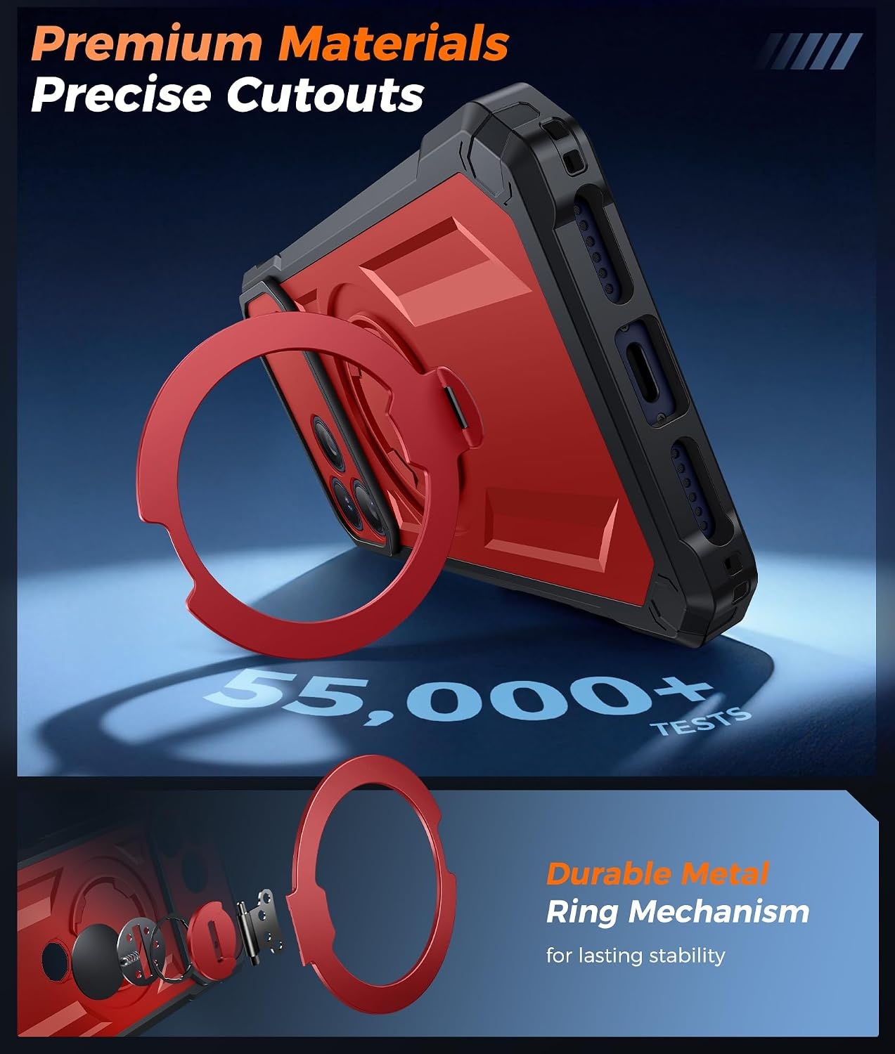 image:imageFNTCASE for Samsung Galaxy S26FE Case with 360 Spin Magnetic KickstandRed